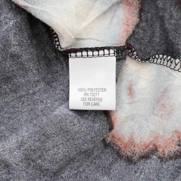 Black Floral Tunic Top - Semi Sheer Frayed - Size Large - Artsy Dark Floral - Picture 9 of 14